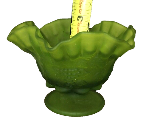 Vintage Westmoreland Satin Frosted Green Glass Footed Dish Authentic Nice:) - Picture 11 of 12