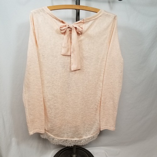Disney Snow White Blush Pink Lace Trim Women's Sm Tie Back Lightweight Sweater - Picture 6 of 10