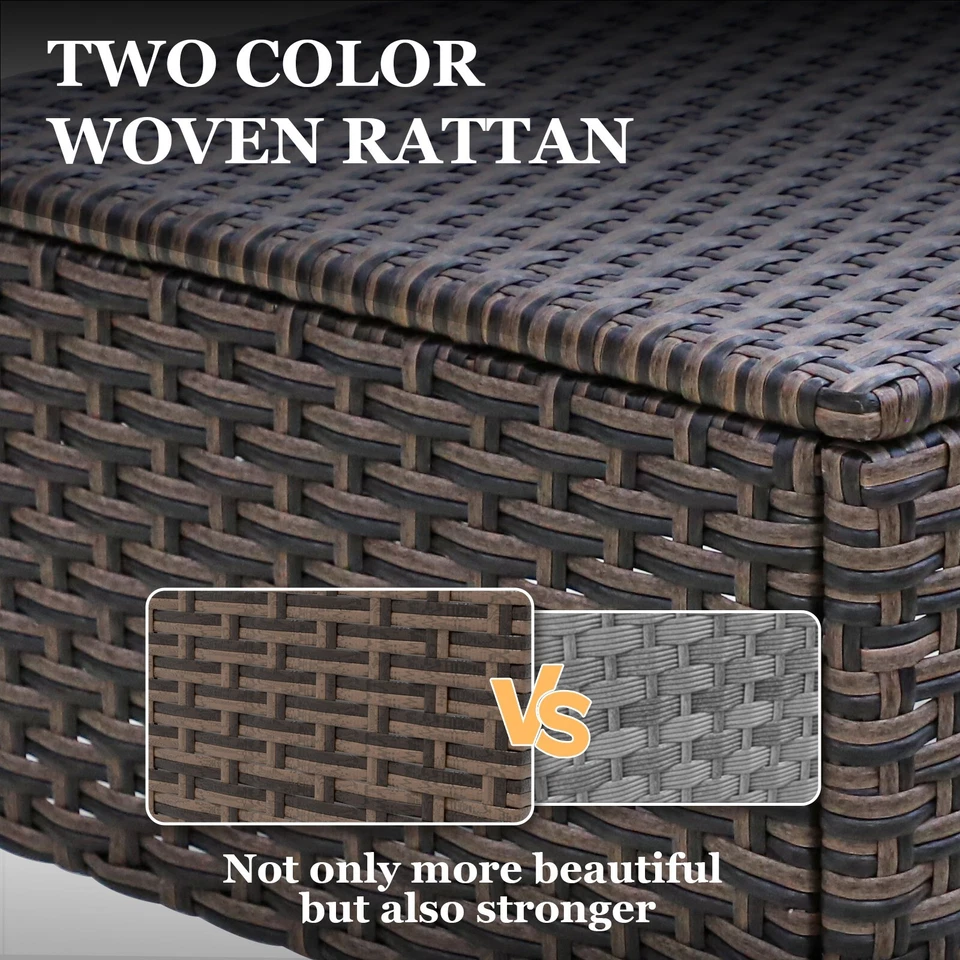 EAGLE PEAK Ocean Vista 2 Piece Wicker Patio Ottoman Set for Patio Deck Backyard - Image 4 of 4