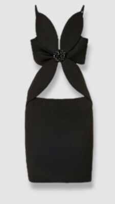 $380 Rotate Birger Christensen Women's Black Cut-Out Bead Mini Dress Size 42