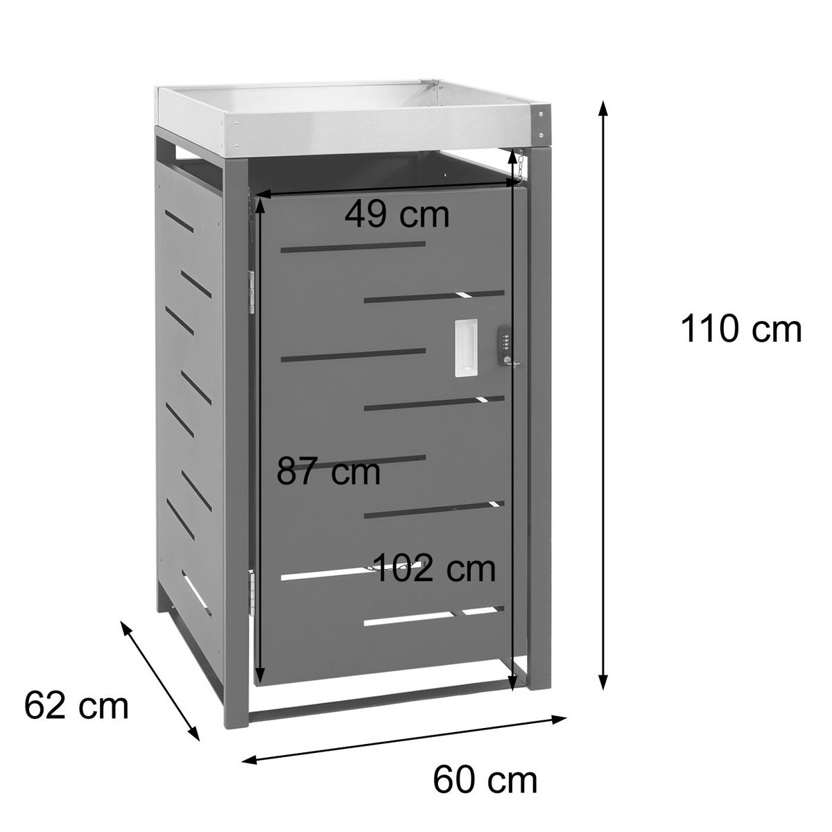 Mülltonnenverkleidung HWC-H40b, Mülltonnenbox, Edelstahl-Metall  