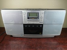 SONY ZS-D50 BOOMBOX powers up, Radio works, CD Tape Player for parts/repairs