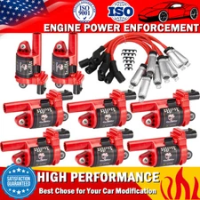 8 Pack Ignition Coil & Spark Plug Wire For Chevy Suburban GMC Yukon 5.3L 6.2L V8