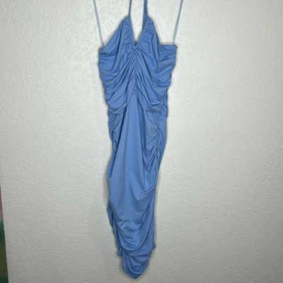 NWT Susana Monaco V Wire Halter Dress XL Light Blue | eBay