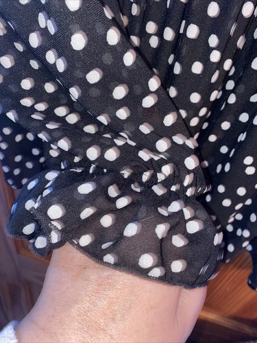 Schwarze Bluse Tupfen Rüschen Shirt Größe 16 Langarm Neu Etikett - Bild 6 von 11