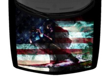 Grim Reaper Smokey Cloudy Scythe Truck Hood Wrap Vinyl Car Graphic US Flag Decal