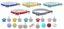 Reflektierendes Halsband Katze/Kätzchen mit Sicherheitsgummi, Glocke & personalisierter Tiermarke
