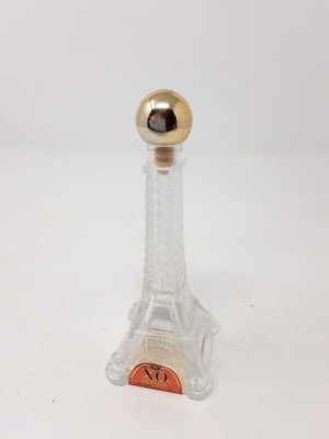 Vintage leere 5cl XO Brandy Eiffelturm Glasflasche 16,5 cm hoher Boden 6,5 cm