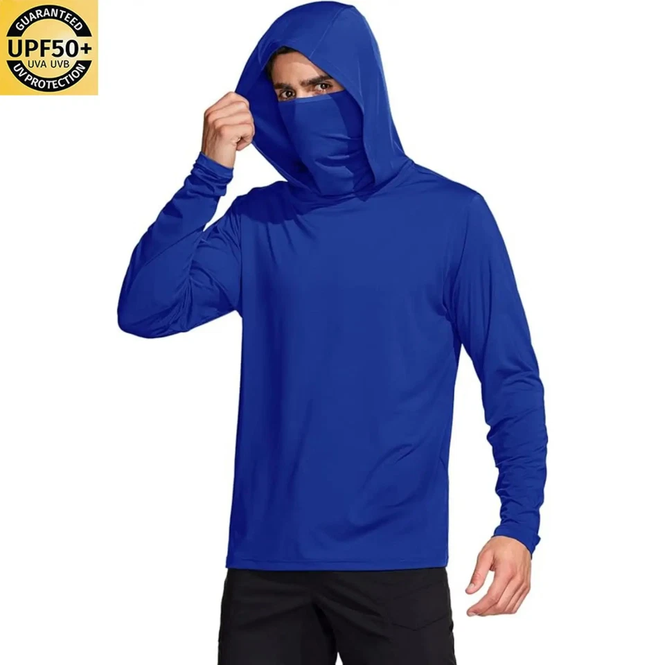 Custom Men's UPF 50+Sun Protection Hoodie Shirts Long Sleeve Lightweight Outdoor - Image 4 of 4