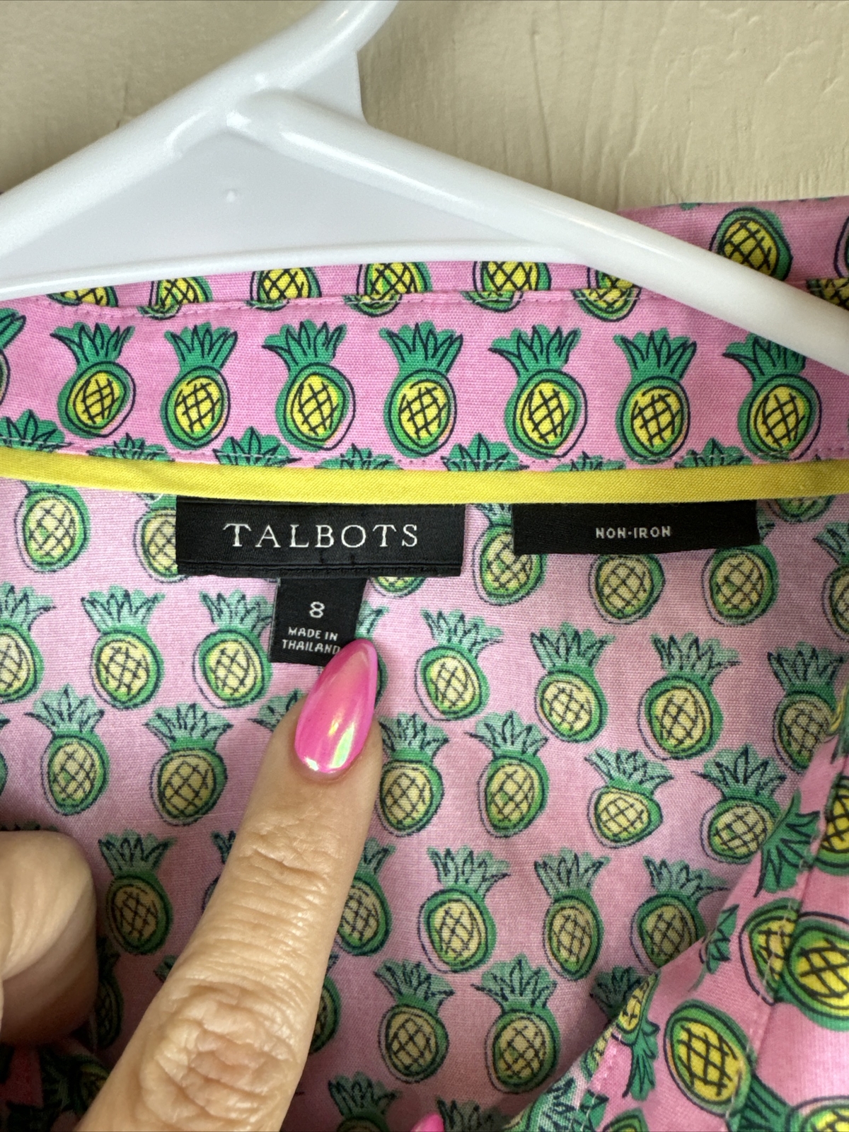Talbots Pineapple Sleeveless Button Down Shirt Em… - image 3