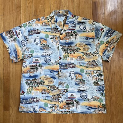 Vintage High Seas Trading Company Hawaiian Shirt California PCH History Men 2XL