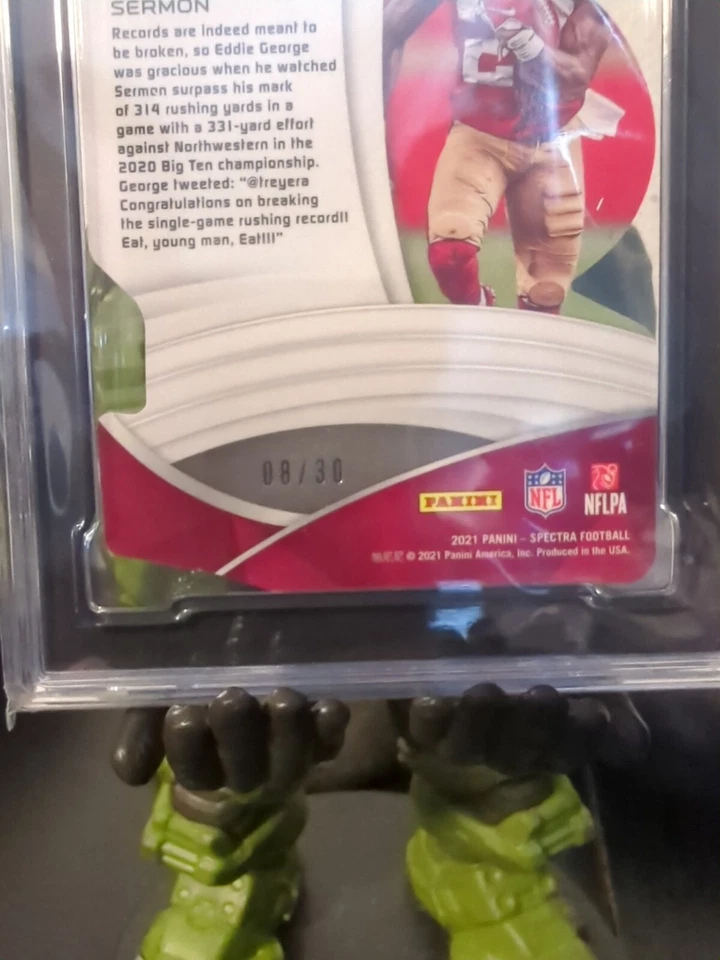 TREY SERMON 2021 PANINI SPECTRA #164 DIE-CUT ROOKIE NEON GREEN PRIZM #/30 49ers - Image 3 of 3