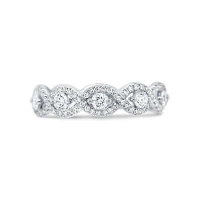 Runder echter Damenring 0,56 kt 14 kt Weißgold Auge Marquise Unendlichkeit Bandring