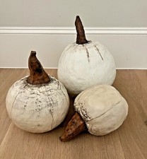 Primitive White Pumpkins Farmhouse Halloween Fall Decor