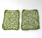 New ListingKnit Pot Holders Set of 2 Green White Yarn Kitchen Hot Pads Handmade