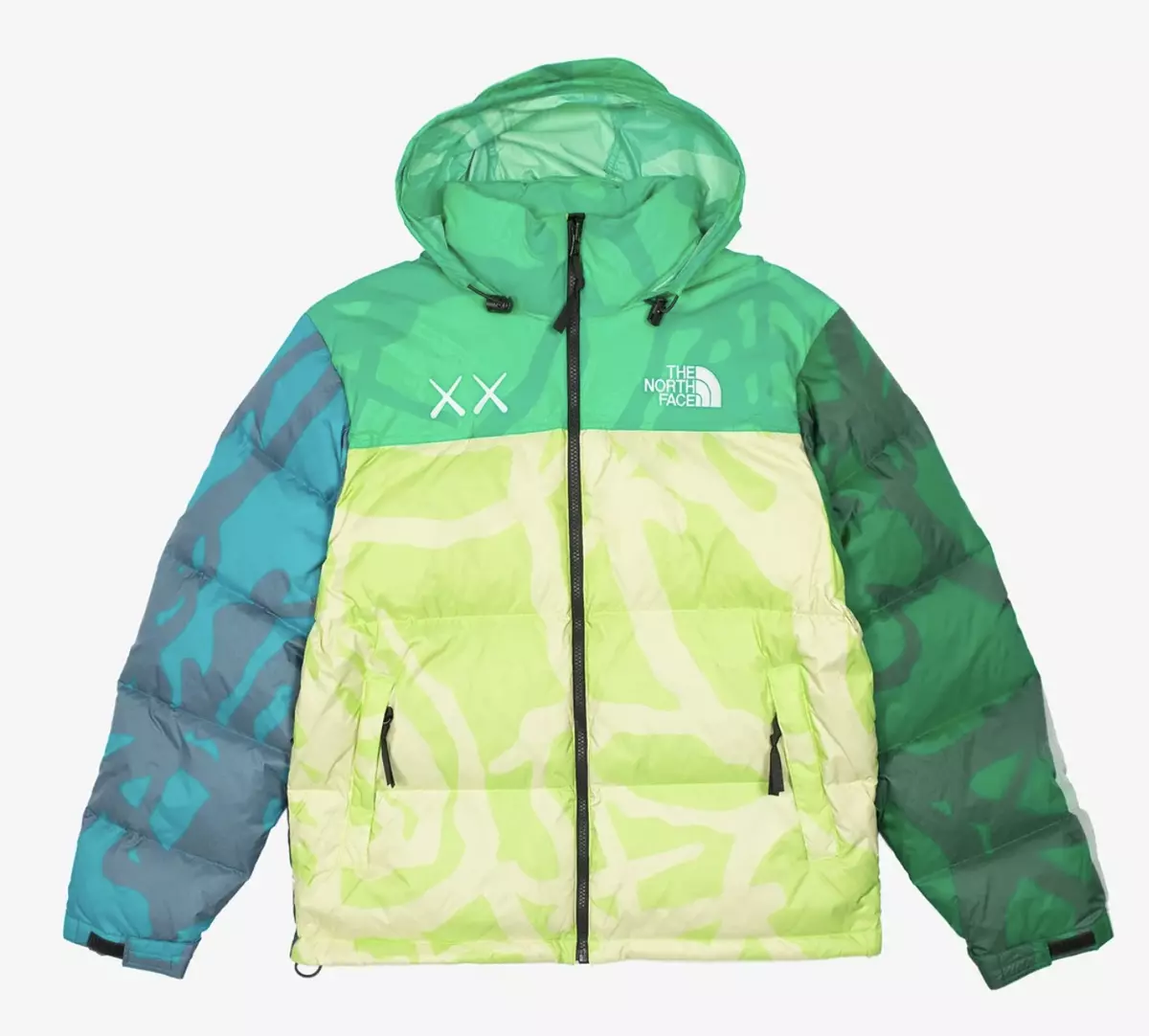 KAWS x The North Face Retro 1996 Nuptse Jacket Safety Green Nuptse Print F/W 21 KAWS x The North Face Retro 1996 Nuptse Jacket Safety Green Nuptse Print F/W 21