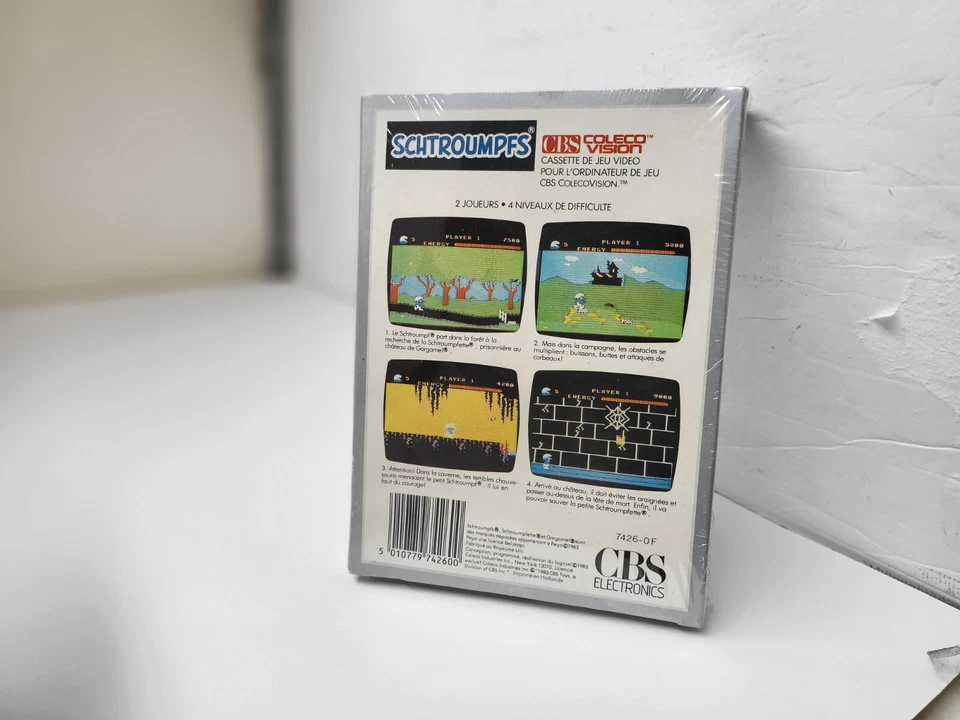 NEW W/CREASED BOX  FRENCH CBS  SCHTROUMPFS SMURF Colecovision  RARE #L12 - Image 2 of 4