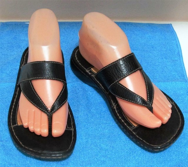 BORN Women's Black Pebbled Leather Thong Sandal W3543~Size 6 / 36.5~EUC | eBay