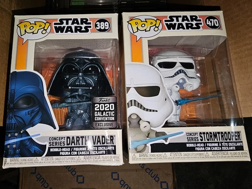 Lot of 2 Star Wars Concept Series Funko Pops Darth Vader #389 & Stormtrooper 470