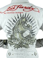 Ed Hardy Christian Audigier Women's Graphic Jacket Panther Taupe Size M Ed Hardy Christian Audigier Women's Graphic Jacket Panther Taupe Size M
