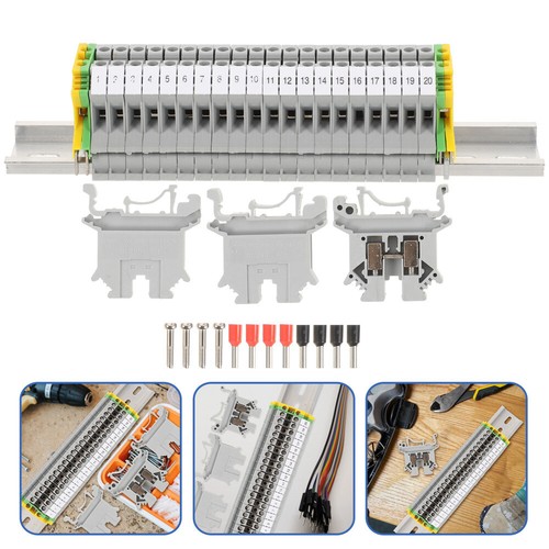 UK2.5B Terminal Blocks 12 AWG Gauge Fixed Bridge Jumpers End Covers End Brackets - Picture 5 of 20