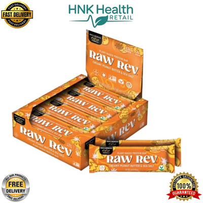 Raw Rev Plant-Based Protein Bars   Creamy Peanut Butter & Sea Salt (12 Bars)