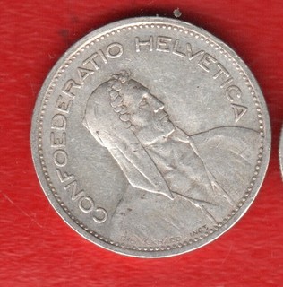 SWITZERLAND 5 FRANCS 1951 SILVER