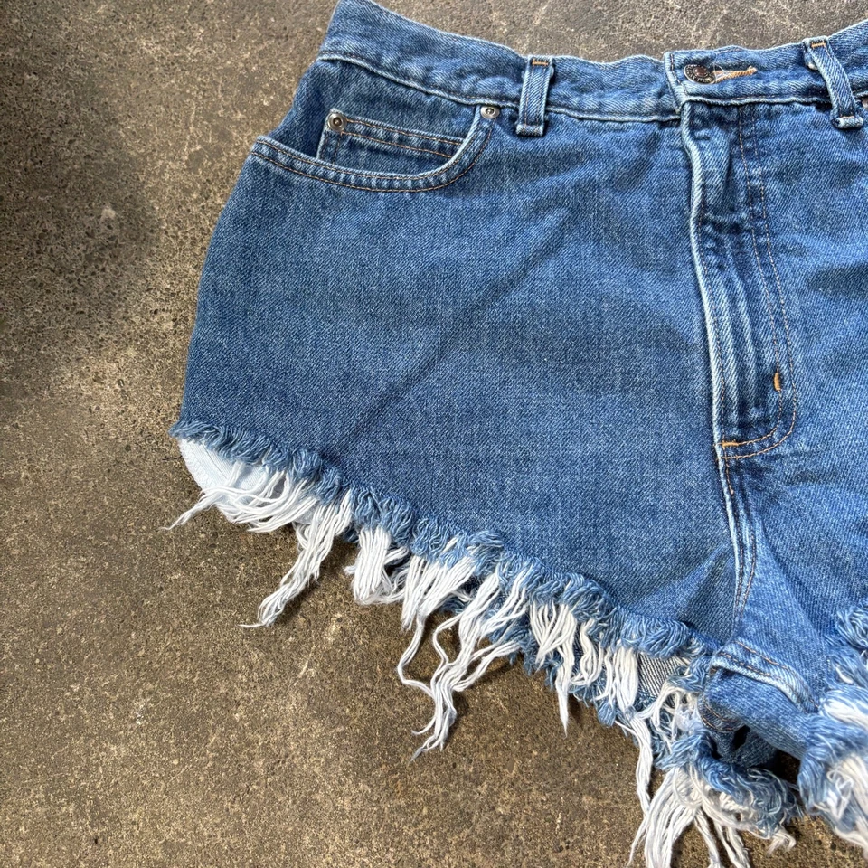 Винтажные женские джинсовые отрезные шорты Lands' End 12 синие Y2K выцветшие 2 дюйма - Изображение 2 из 4
