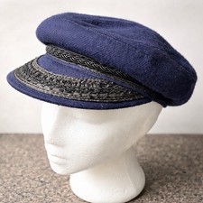 Vintage Men s Greek Fisherman's Wool Cap USA Made Navy Hat Small 6 3/4-6 7/8