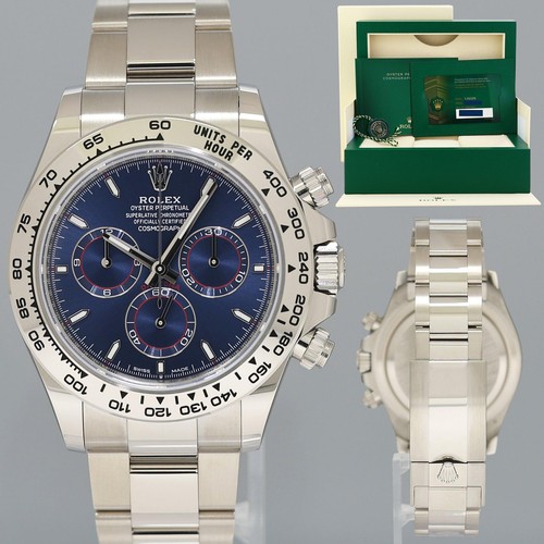 2025 NEW PAPERS Rolex Blue Daytona Chrono Cosmo 126509 White Gold Watch Box