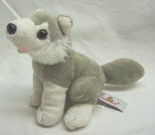 Unipak SOFT GRAY WHITE WOLF 4" Plush STUFFED ANIMAL Toy