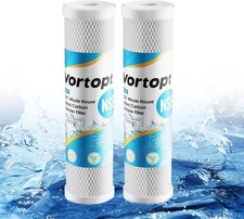 Vortopt 1 Micron 2.5" x 10" Whole House CTO Carbon Sediment Water Filter System