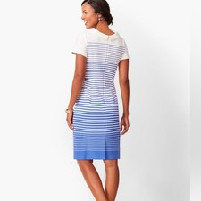 Talbots Blue & White Preppy Nautical Striped Ombre Sheath Dress - 10 Petite