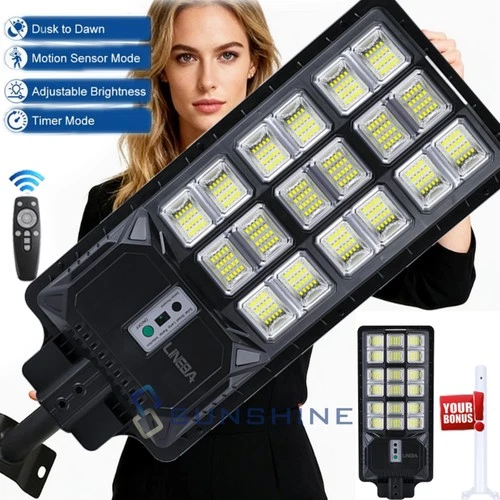 990000000LM Commercial 5000W LED Solar Street Light Dusk to Dawn Road Lamp+Pole