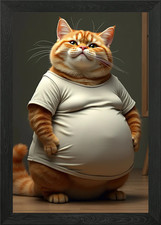 Funny Orange Cat Meme Framed Wall Art Poster Canvas Print Picture
