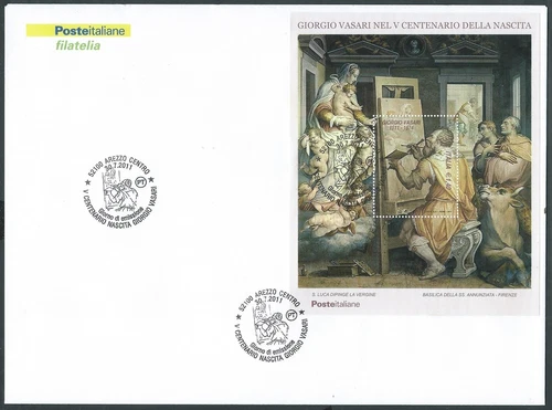 2011 ITALIA FDC POSTE ITALIANE FOGLIETTO VASARI NO TIMBRO ARRIVO - FB
