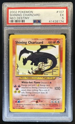 2002 Pokemon Neo Destiny Shining Charizard #107/105 PSA 5