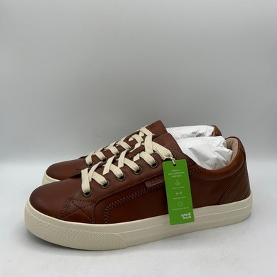 Taos Plim Soul Lux Shoes Womens Size 8 Cognac Brown Leather Lace Up Sneakers