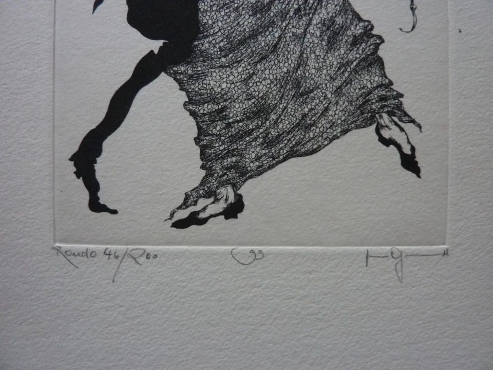 GERTRUDE DEGENHARDT - Original Radierung 1977 "Tänzer & Musikanten" HANDSIGNIERT - Bild 3 von 3