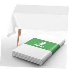 Plastic Tablecloth Disposable Pcs - 54" x 108" 54"W x 108"L Rectangle 2 White