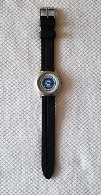 Don Simmons United Airlines Silver Tone Watch Black Rubber Band 6''-7.5'' New Batt