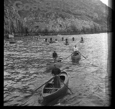 #NN1 - ee B&W Vintage Photo Negative- Men in Boats- Italy - 1943
