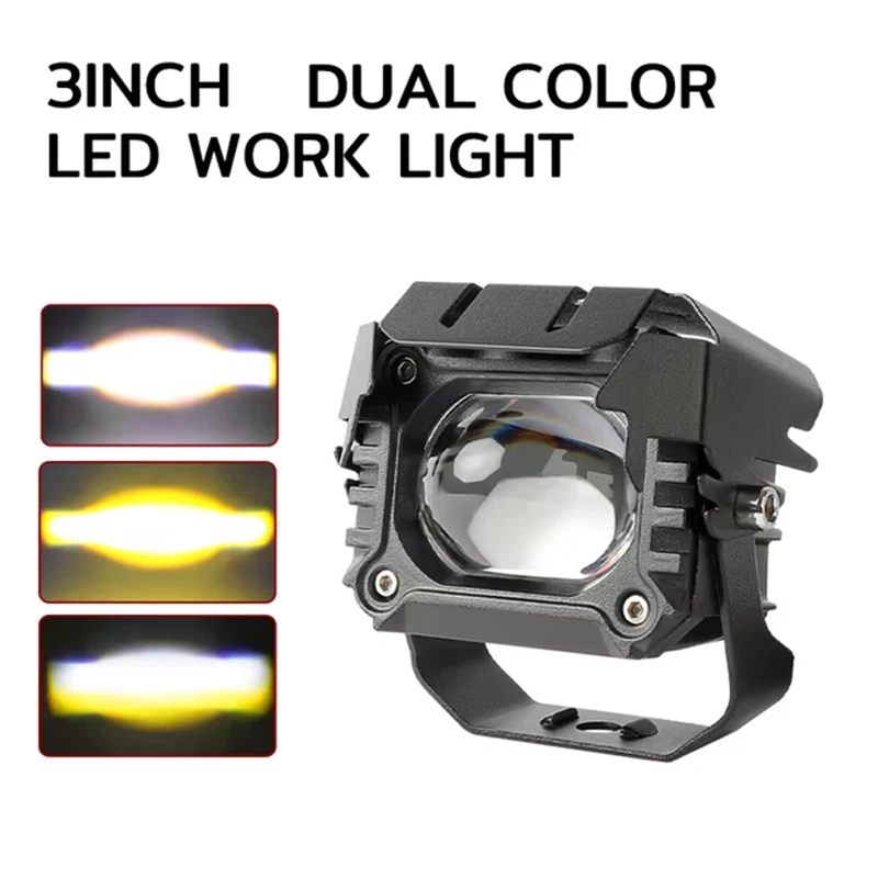 Pair 3'' LED work pods white Yellow Fit For Hummer H1 H2 H3 Humvee AM General - Image 4 of 4