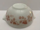 VINTAGE PYREX PINK GOOSEBERRY 443 CINDERELLA MIXING BOWL, 2 1/2 QT. Small Chip