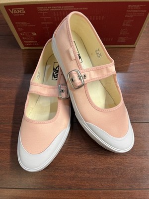 Womens 9 Vans Mary Jane Ballet Chintz Rose Pink Shoe Low Top Buckle New HALF BOX