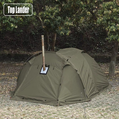 Fireproof 2 Person Winter Tent Hot Tent Waterproof Tunnel Dome Tent with Stove J