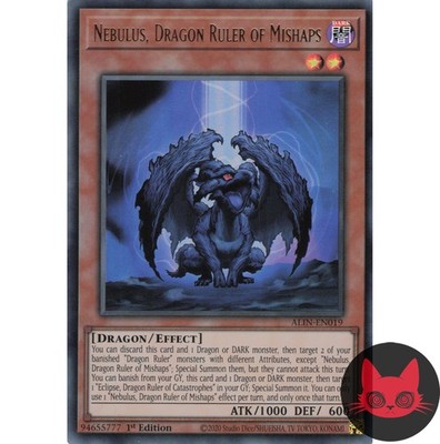 Yugioh Nebel, Drachenherrscher der Missgeschicke ALIN-DE019 Ultra Rare 1. Auflage NM