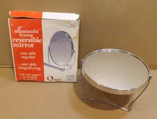 Vintage Folding Travel Portable Mirror Round Standing Makeup Shaving Magnifying