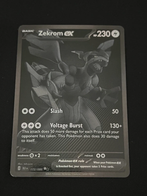 #ad #ad Pokemon ENGLISH Zekrom ex 172 086 BWR Sv: Black Bolt Holo NM！ $67.39