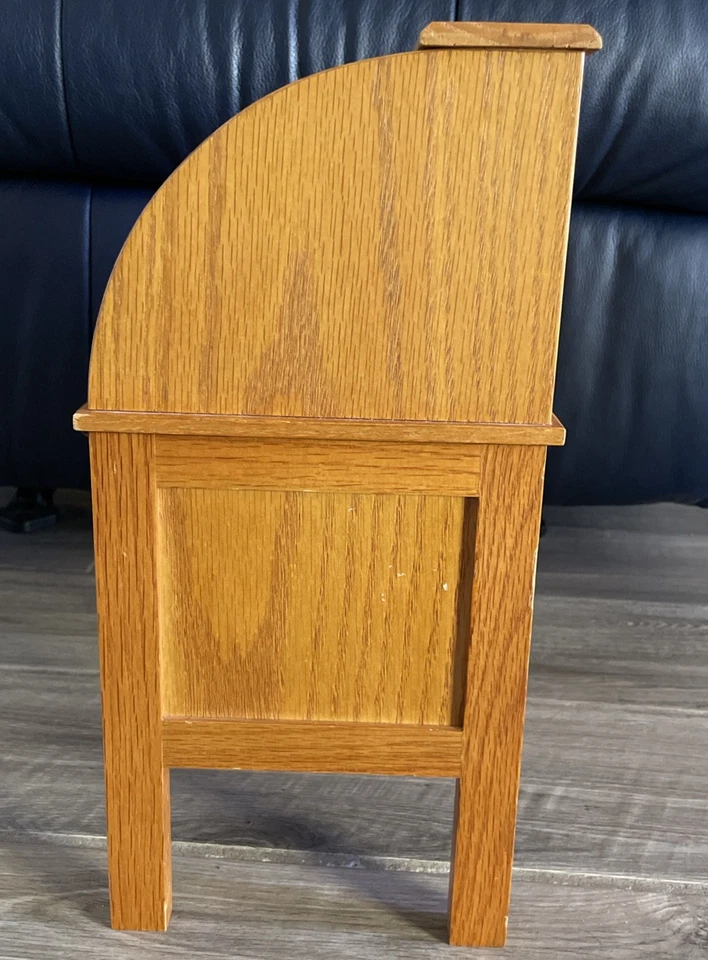 Retired American Girl Doll Oak Wooden Rolltop Desk Interactive Drawers & Top - Image 3 of 4